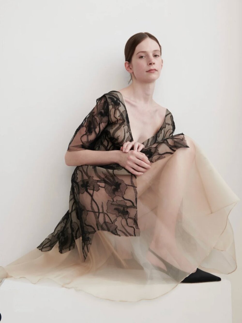 byVarga Lea Silk Organza Lace Corset Midi Dress SZ 8 UK/ SZ 4 US NEW